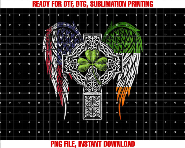 USA Flag Celtic Cross Irish American St Patricks Day T-shirt