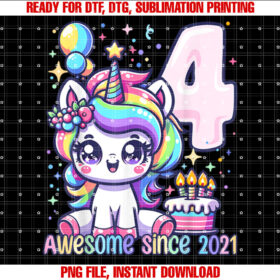 Unicorn 4th Birthday 4 Year Old Unicorn Party Girls Outfit T-shirt