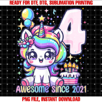 Unicorn 4th Birthday 4 Year Old Unicorn Party Girls Outfit T-shirt