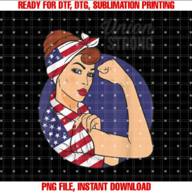 Union Labor Day S for Women Rosie the Riveter Usa Flag T-shirt