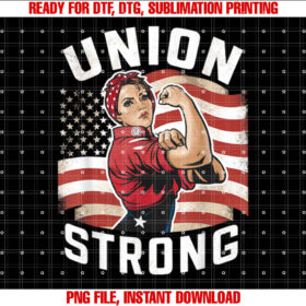 Union Strong for Women Labor Day Messy Bun Usa Flag T-shirt