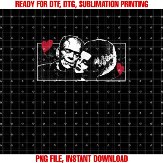 Universal Monsters Valentines Day Frankenstein and Bride T-shirt