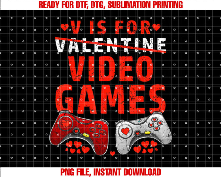 V Is For Video Games Funny Gamer Boys Valentines Day Gifts T-shirt