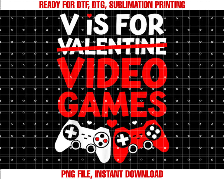 V Is For Video Games Funny Valentines Day Gamer Boys Teens T-shirt