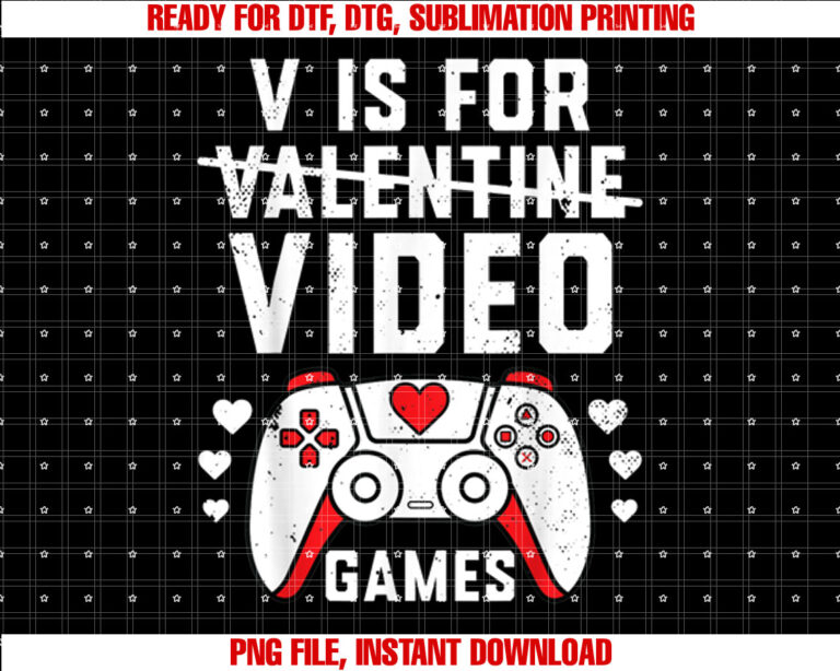 V is for Video Games Valentines Day Gamer Men Boy and Girl T-shirt