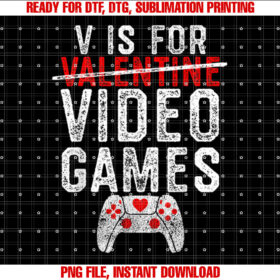 V is for Video Games Valentines Day Gamer Men Boys Gift T-shirt