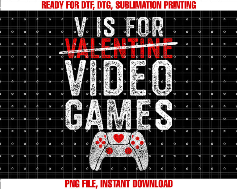 V is for Video Games Valentines Day Gamer Men Boys Gift T-shirt