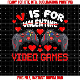 V is for Video Games Valentines Gaming Boys T-shirt