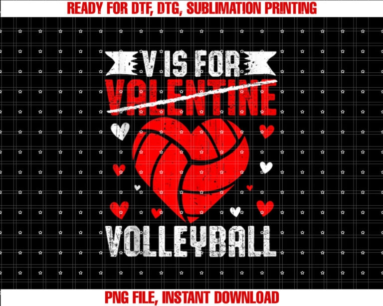 V is for Volleyball Lover Player Heart Love Valentines Day T-shirt