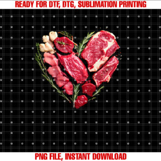 Valentine BBQ Raw Beef Meat Heart Dad Chef Food Graphic T-shirt