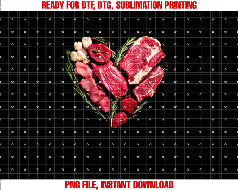 Valentine BBQ Raw Beef Meat Heart Dad Chef Food Graphic T-shirt