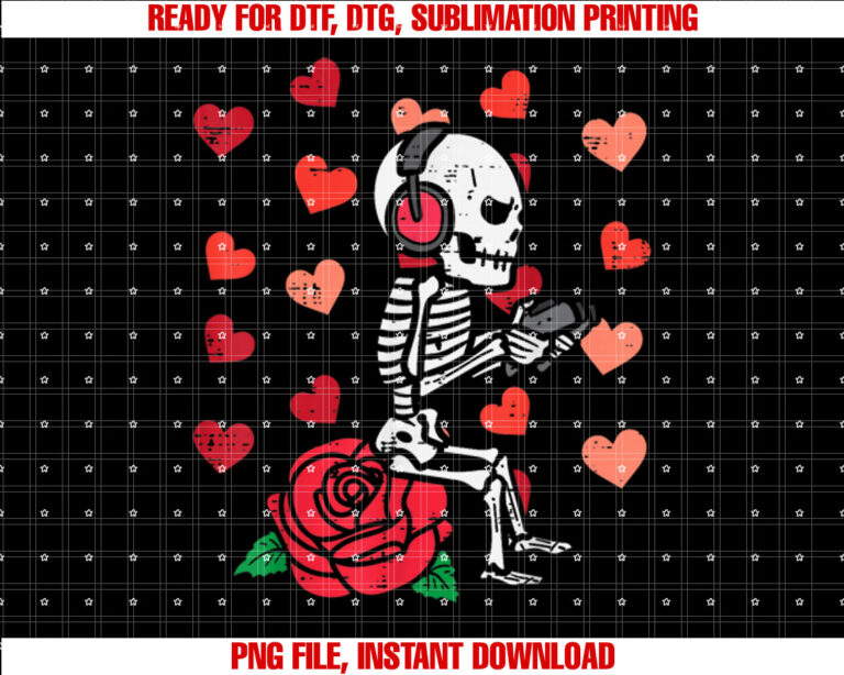 Valentine Day Gamer Skeleton Gaming Men Boys Kid Youth Teen T-shirt