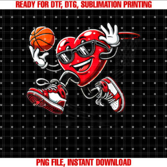 Valentine Heart Dunking Basketball Boys Girls Valentines Day T-shirt