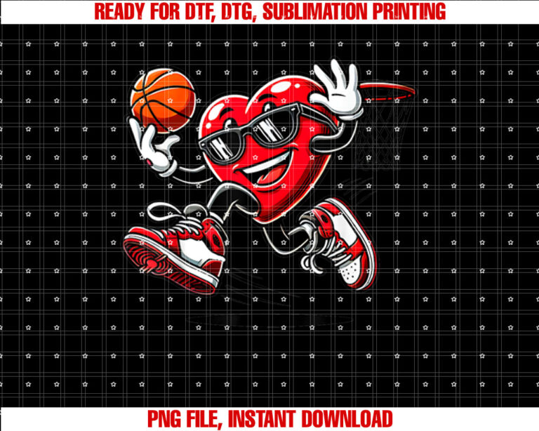 Valentine Heart Dunking Basketball Boys Girls Valentines Day T-shirt
