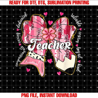 Valentine Teacher Coquette Pencil Bow Valentines Day Women T-shirt