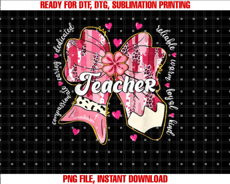 Valentine Teacher Coquette Pencil Bow Valentines Day Women T-shirt