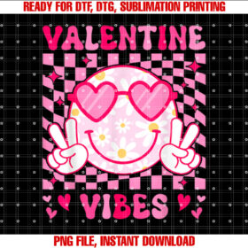 Valentine Vibes Groovy Girl Womens Valentines Day T-shirt
