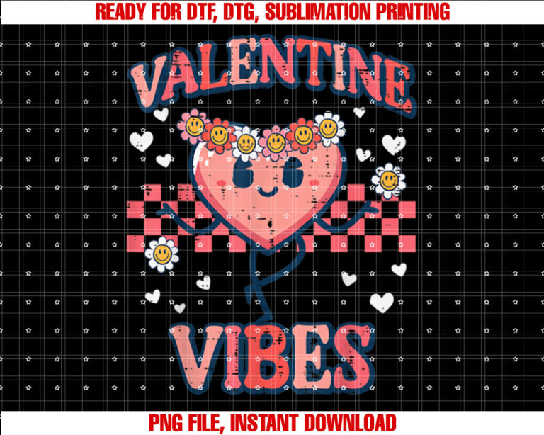 Valentine Vibes Heart Peace Retro Groovy Women Girls Kids T-shirt