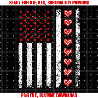Valentine s day american flag with hearts for couples T-shirt