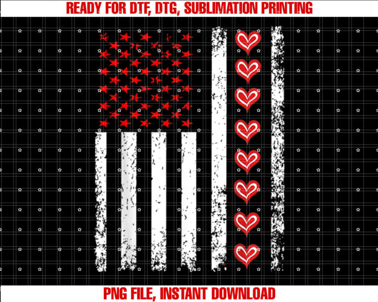 Valentine s day american flag with hearts for couples T-shirt