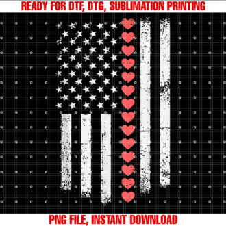 Valentines Day America Flag Hearts Patriotic Men Women Kids T-shirt