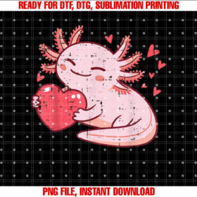 Valentines Day Axolotl Heart Cute Boys Girls Kids Women Men T-shirt