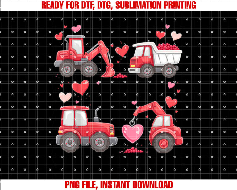 Valentines Day Construction Trucks youth Boys Kids Toddler T-shirt
