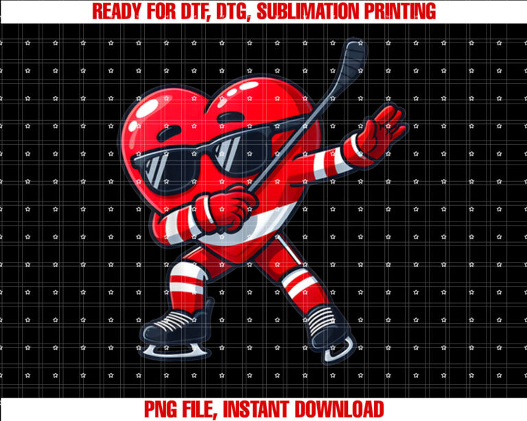 Valentines Day Cute Dabbing Heart Ice Hockey Funny T-shirt