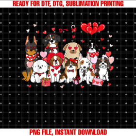 Valentines Day Cute Dogs Hearts Ballon Boys Girls Kids T-shirt