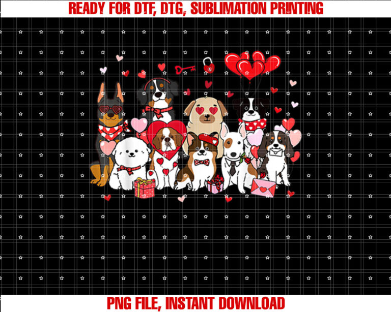 Valentines Day Cute Dogs Hearts Ballon Boys Girls Kids T-shirt