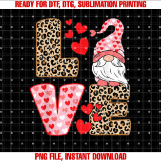 Valentines Day Cute Love Heart Gnome Leopard Cheetah Print T-shirt