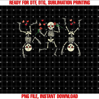 Valentines Day Dancing Skeletons Funny Bones Men Women Kids T-shirt