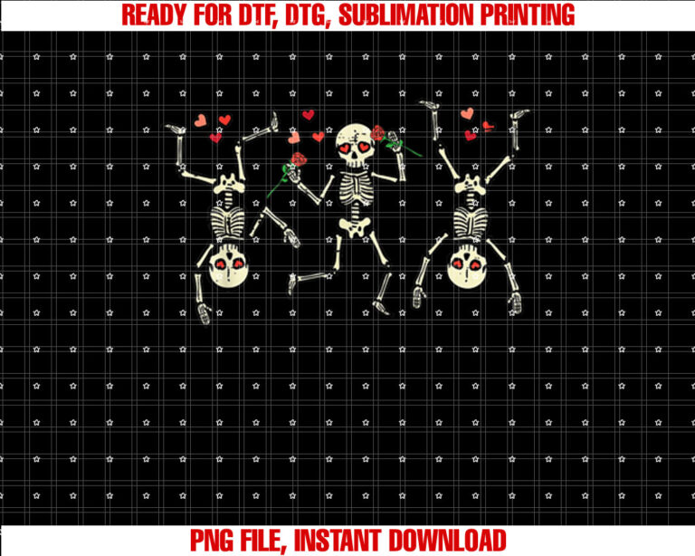 Valentines Day Dancing Skeletons Funny Bones Men Women Kids T-shirt
