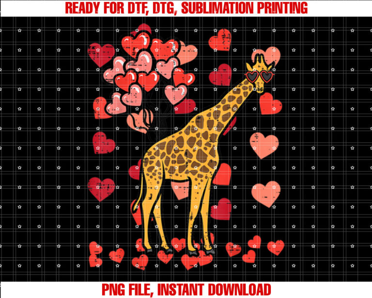 Valentines Day Giraffe Animal Boys Girls Kid Youth Men Women T-shirt