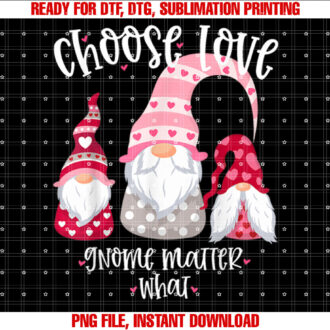 Valentines Day Gnome Choose Love Gnome Matter What T-shirt