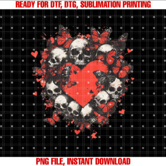 Valentines Day Grunge Hearts Skulls T-shirt