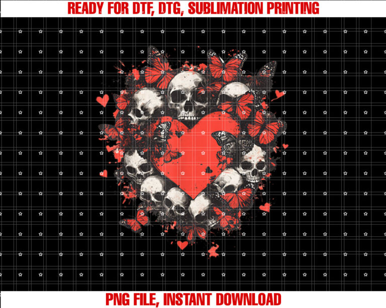 Valentines Day Grunge Hearts Skulls T-shirt