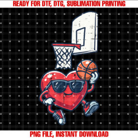 Valentines Day Heart Basketball Cute Toddler Boys Kids Men T-shirt