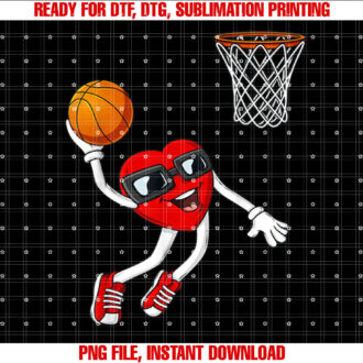 Valentines Day Heart Dunking Basketball Boys Girls Kids T-shirt