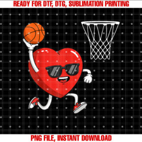 Valentines Day Heart Playing Basketball Men Boys Girls Kids T-shirt