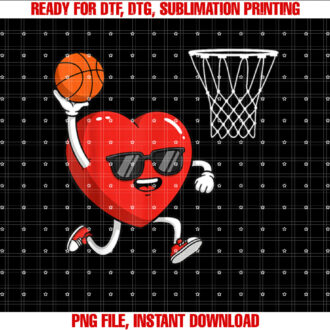 Valentines Day Heart Playing Basketball Men Boys Girls Kids T-shirt