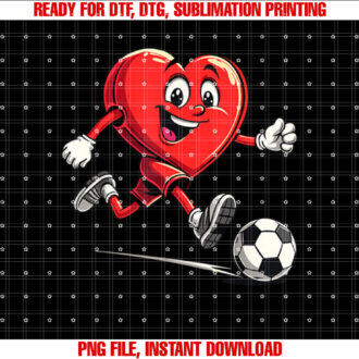Valentines Day Heart Playing Soccer For Boys Kids T-shirt