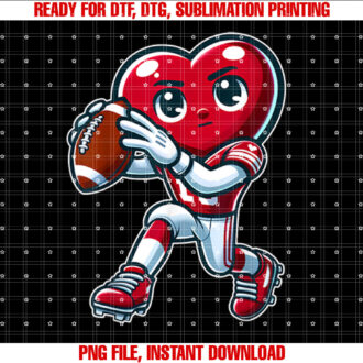 Valentines Day Heart Quarterback Football Sports T-shirt