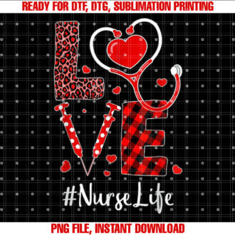 Valentines Day LOVE Nurse Life Leopard Red Plaid T-shirt