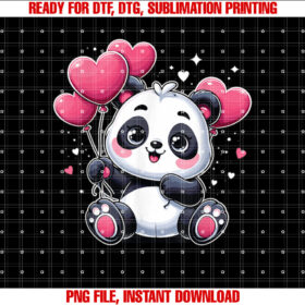 Valentines Day Panda With Heart Balloons Panda Valentine T-shirt