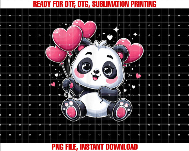 Valentines Day Panda With Heart Balloons Panda Valentine T-shirt
