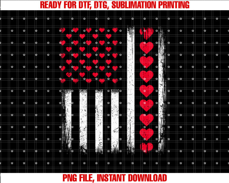 Valentines Day Patriotic Vintage American Flag Red Hearts T-shirt