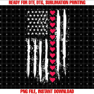 Valentines Day Red Hearts US American Flag Patriotic Lover T-shirt