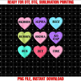 Valentines Day Skibidi Rizz No Cap Gen Z Slang Hearts Top T-shirt