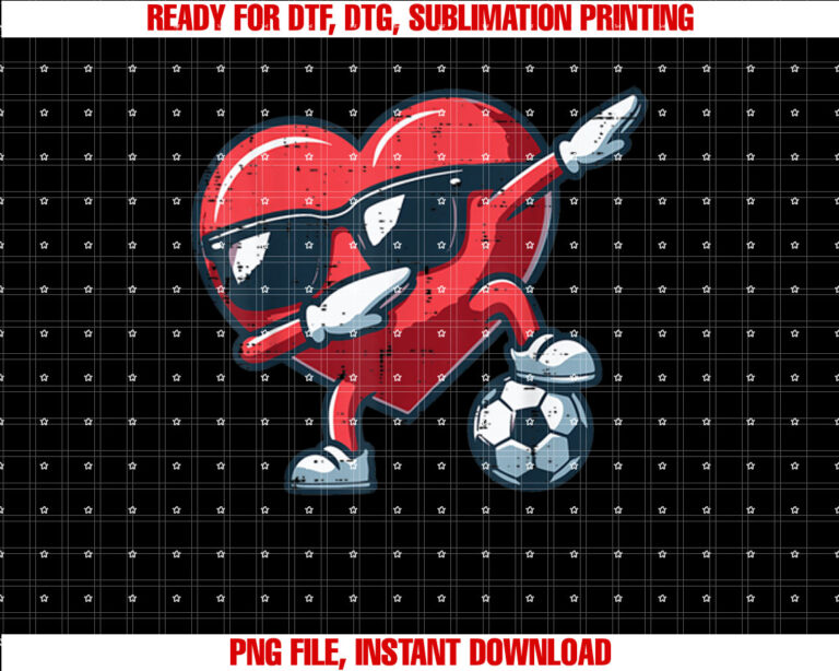 Valentines Day Soccer Heart Dab Football Boys Kids Youth Men T-shirt